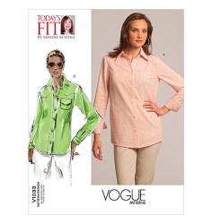 1033 Vogue BETZINA EASY COLLAR SHIRT YOKE OR NOT PATTERN ABC-GHIJ Uncut